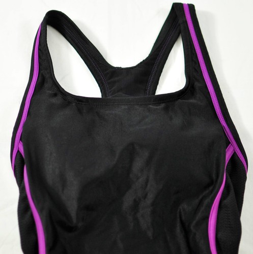 women's champion 1-piece performance swimsuit size small (4-6) black/plum laps - Picture 5 of 7