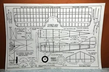 SPAD XIII FIGHTER BALSA FREE FLIGHT MODEL AIRPLANE PLANS 13" WINGSPAN