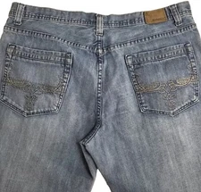 FLYPAPER BOOTCUT EMBROIDERED WESTERN COMFORT BIKER BLUE JEANS MEN TAG SIZE 38×30