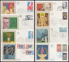 FRANCE 1975 SILK FDC’s (x8) UNESCO, PICARDIE ETC (ID:349/D55898)