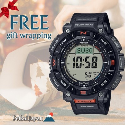 CASIO PRO TREK PRG-340-1JF Black Tough Solar Compass Outdoor Digital NEW
