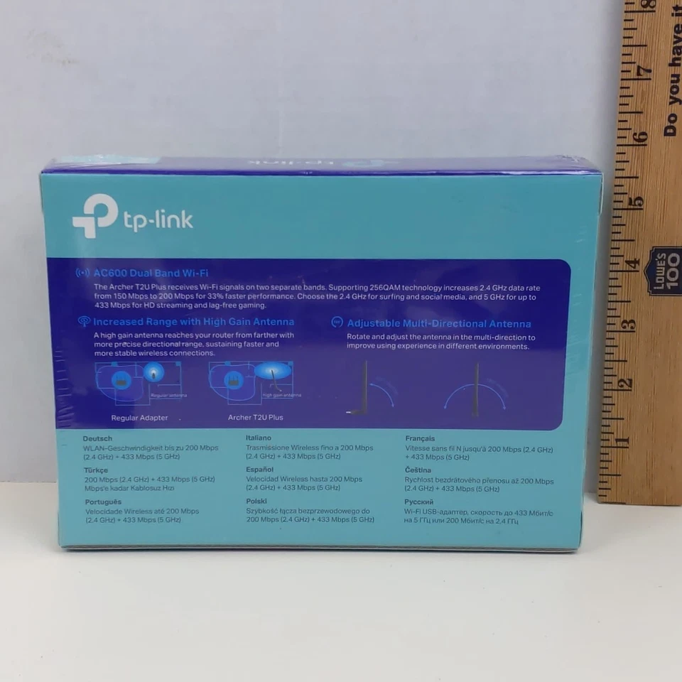 TP-Link AC600 Archer T2U Plus High Gain Dual Band Wireless USB Adapter New - Image 2 of 2