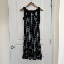 Joseph Ribkoff Polka Dot Mesh Sleeveless Midi Shift Dress Sz 4 Summer Cocktails