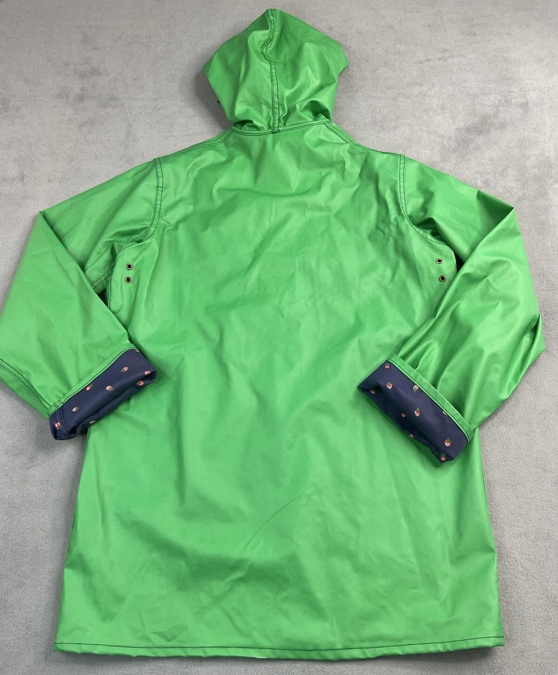 Impermeable Vintage Mujer Mediano Forro Fresa Kelly Verde Capucha HM Abernathy Foto 2 de 4