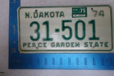North Dakota License Plate Tag ND 1975 1974 31-501 31 501 Natural Sticker