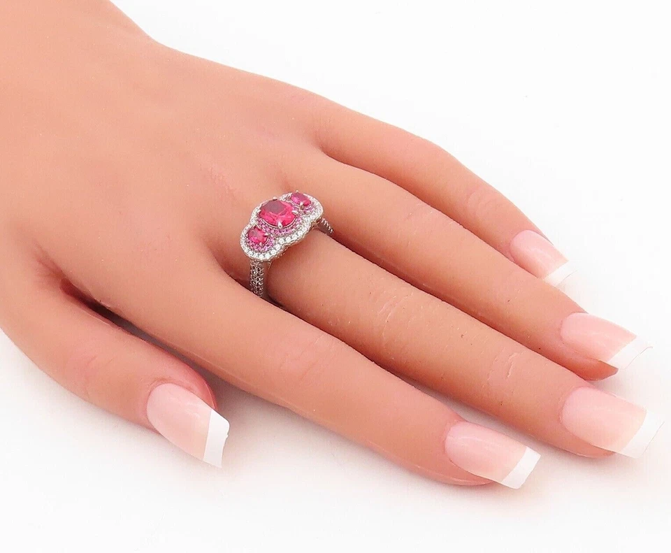 Anillo de plata de ley 925 vintage diseñador topacio multicolor talla 7 RG30362 Foto 3 de 4