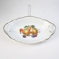 Porzellan Ovale Servierschale Obstdekor ca. 34 cm lang mit Goldrand
