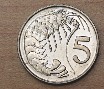 2005 Cayman Islands 5 Cents Pink-Spotted Shrimp