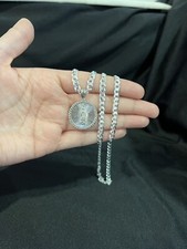 Cadena de plata esterlina 925 para hombre Virgen María Virgen Guadalupe medalla 22 26 30