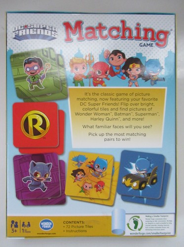 DC Super Friends Matching Game 72 Picture Tiles Wonder Forge Batman Superman NEW - Picture 2 of 3
