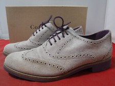 Cole Haan Alisa Oxford Shoe Women's 7 Silver Violet Suede Leather Wingtip Brogue