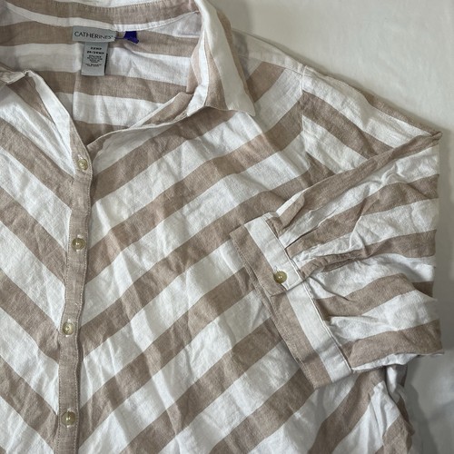 Catherines Womens Linen Blend SS Button Up Blouse Plus 3XWP - Picture 2 of 10
