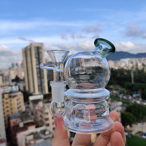 15cm Thick Hookah Heavy Thick Glass Smoking Pipe Hand Pipes Green W/ 14mm Bowl - Picture 7 of 12