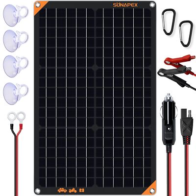Solar Battery Trickle Charger Maintainer 30W 12V Waterproof Solar