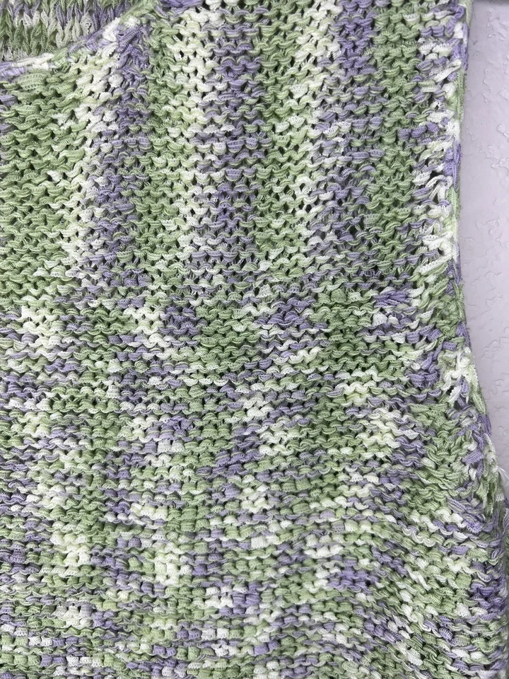 Camiseta sin mangas de punto grande verde púrpura blanca Cottage Core primera edición de colección para mujer Foto 2 de 4