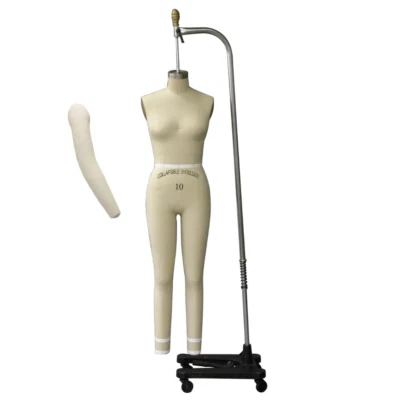 AMERICAN DRESS FORMS Size 10 Linen Full Body Pro Female Dress Form Mannequin with Arm & Padding Kit