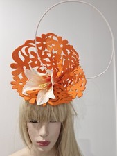 Fascinator millinery hat races wedding costume Orange SALE SALE SALE