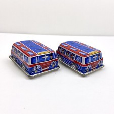 Vintage Small Sight Seeing Bus Tin Litho Friction Toy - Made in Japan