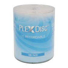 PlexDisc CD-R 700MB 52X White Inkjet Hub Printable Recordable Media - 100pk n...