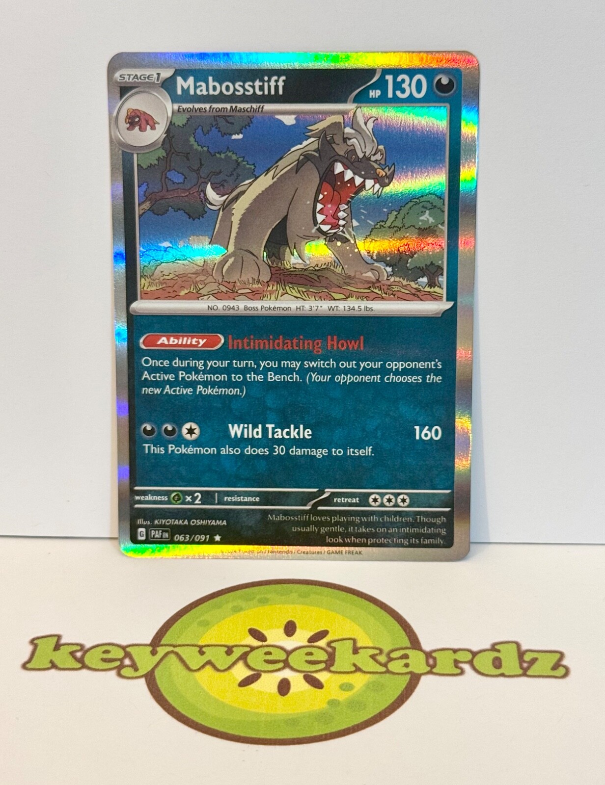Mabosstiff 063/091 Sv: Paldean Fates Holo | RARE | NEAR MINT | US | 🥝