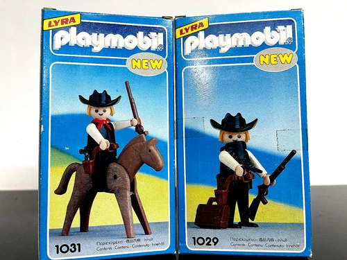 Playmobil LYRA 1029 & 1031 Cowboys - Made 1974/78 Vintage - NEW & SEALED IN BOX!