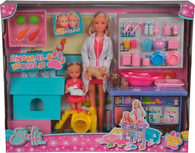  Simba Steffi Love Animal World 2 Doll Vet Set - 35 Pieces Free P&P 
