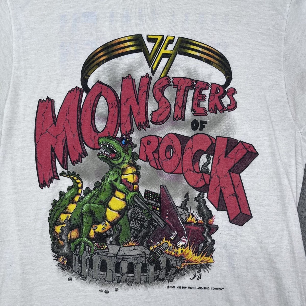 VTG 1988 Monsters of Rock Van Halen Tour T-Shirt Mens Large (Fit