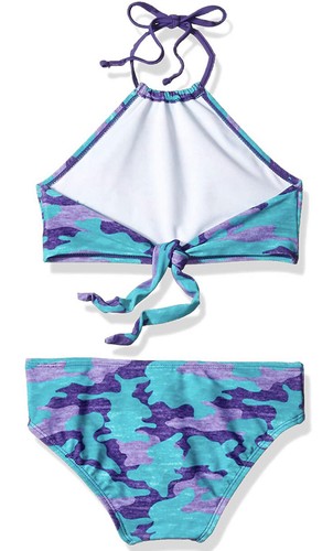 Kanu Surf Girls' Mahina Beach Sport Halter Bikini 2-Piece Swimsuit, Purple, Sz 5 - Picture 2 of 2
