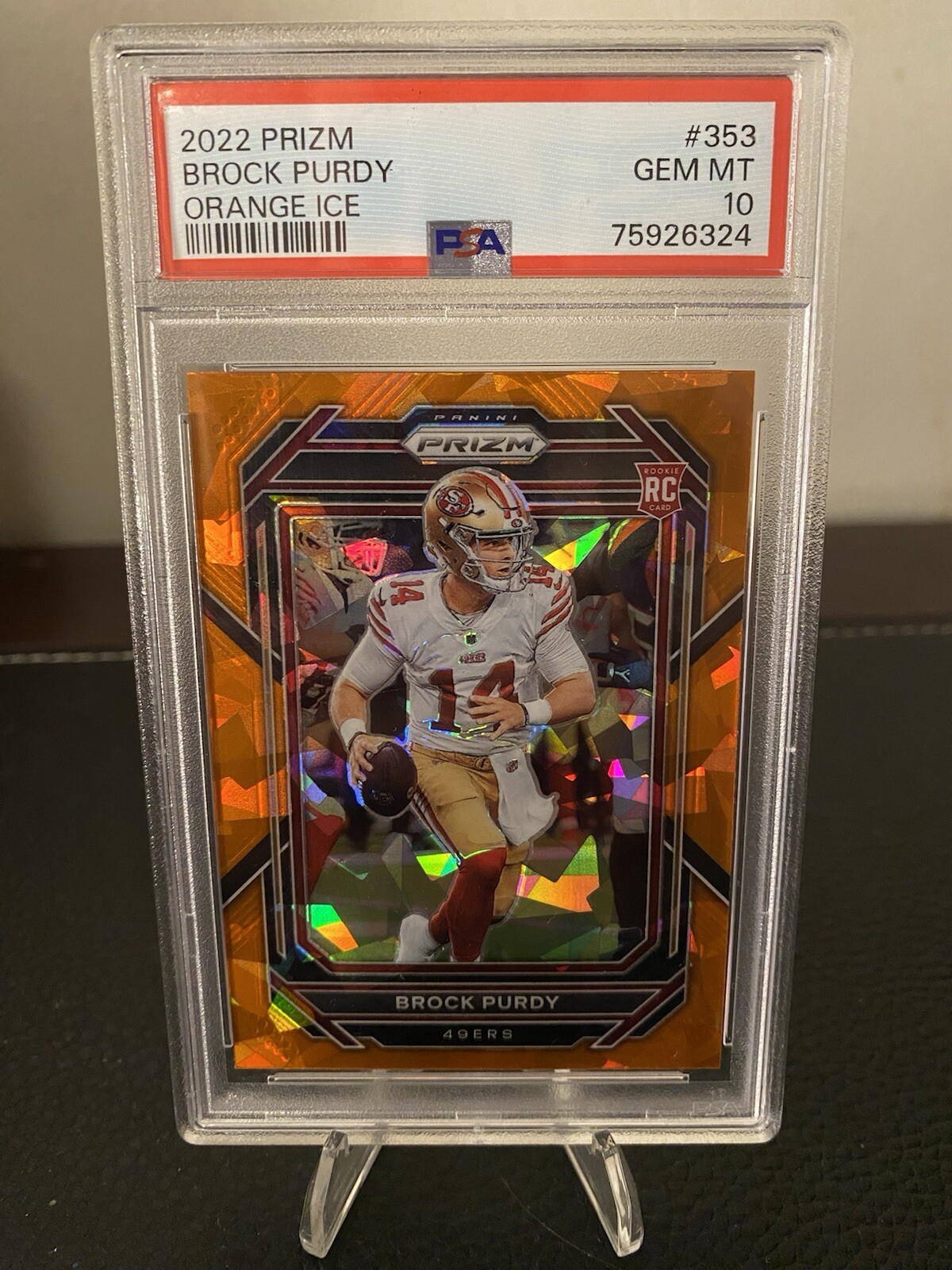 2022 Panini Prizm - Rookies Orange Ice Prizm #353 Brock Purdy (RC) PSA 10