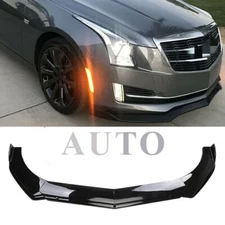 For Cadillac ATS CTS Gloss Black Front Bumper Lip Body Spoiler Splitter Body Kit