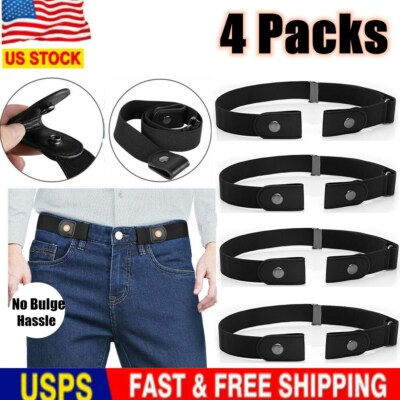 4PC Buckle-free Elastic Invisible Waist Belt for Jeans No Bulge Hassle Men Women