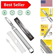 Ergonomic Stainless Steel Zester with Cleaning Brush - Gray Kitchen Essential