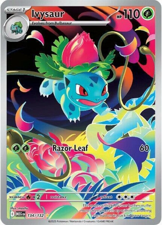 Ivysaur - 134/132 - Illustration Rare LP, English Pokemon Mega Evolution Base Se