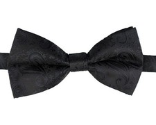 Black Self Tied Paisley Bow Tie, Fits Up to 18" Neck Size - 24410