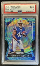 2019 Panini Prizm Devin Singletary RC Blue Wave Rookie #/199 Bills PSA 9