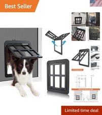 Lockable Magnetic Dog Door for Sliding Doors - Easy Install, 11.2" x 14.4" Black