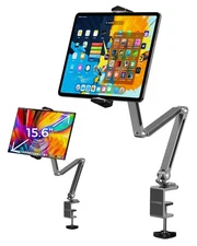 QJYKIONE Aluminum Alloy 360° Adjustable Foldable Desk Stand – Grey