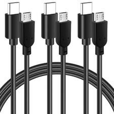 USB-C to Micro USB Cable 6FT 3-Pack , Fast Charging Data 6 Feet, Black