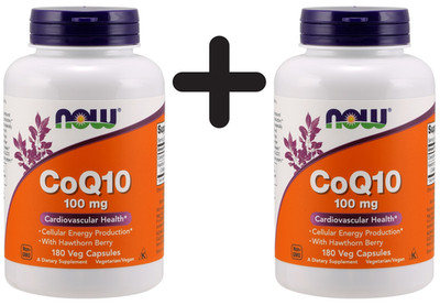 2 x NOW Foods CoQ10 with Hawthorn Berry, 100mg - 180 vcaps (263,75 EUR/kg)