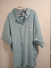 Men’s Chaps Short Sleeve/ Button Up Blue Checked Dress Shirt. Sz 4x