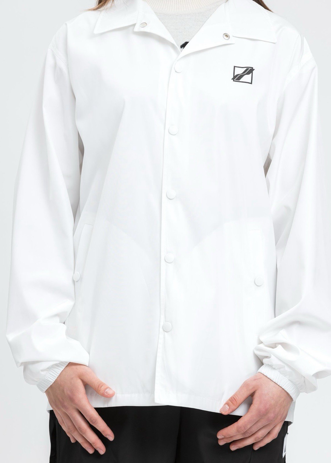 We11Done Logo Basic Windbreaker Jacket White Snap… - image 5