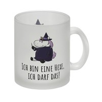 Einhorn-Hexe Glas Tasse Mit Spruch Ich Bin Eine Hexe Ich Darf Das
