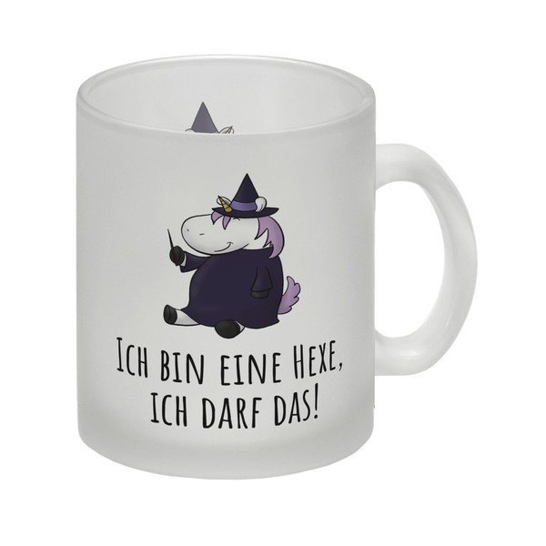 Einhorn-Hexe Glas Tasse Mit Spruch Ich Bin Eine Hexe Ich Darf Das-image