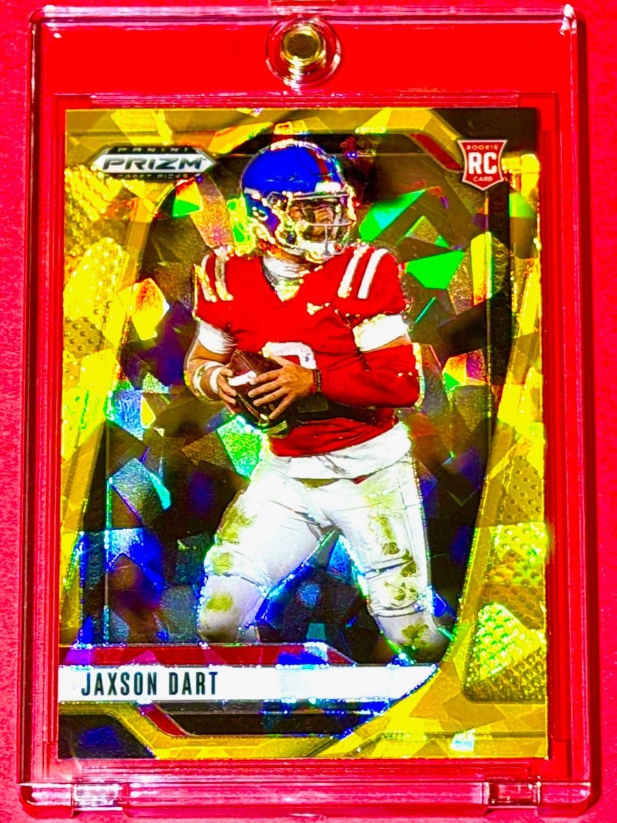 Jaxson Dart RARE GOLD CRACKED ICE REFRACTOR ROOKIE CARD PANINI