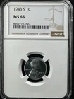 1943-S 1C  Lincoln Wheat One Cent NGC MS65   8699719-056