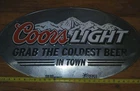Vintage Coors Light Beer Embossed Metal Sign "Coldest Beer In Town"...31"x17"