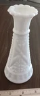 Anchor Hocking Vintage Milk Glass Bud Vase 6-inch Stars and Bars Pattern