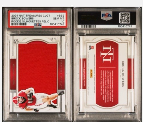 2024 NATIONAL TREASURES BROCK BOWERS SILHOUETTES PATCH RC /99 PSA 10 POP 2