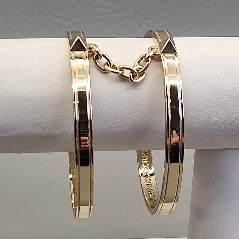 Victoria Secret Double Bangle Bracelet Handcuffs Gold Tone 7.75" - Image 2 of 4