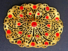 Wunderschöne alte Brosche mit roten Steinen, Schmuck, ca. 1910, super !!!